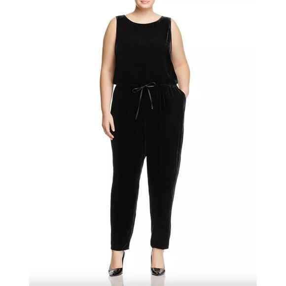 Eileen Fisher Pants - Eileen Fisher Drawstring Slouchy Velvet Jumpsuit Black